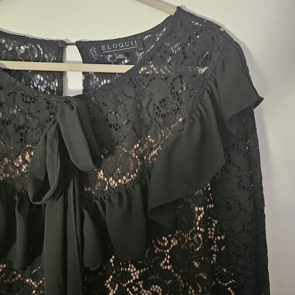 ELOQUII Black Lace Dress Plus Sz 22 Cocktail Whimsygoth Dark Romantic Holiday - Picture 2 of 8
